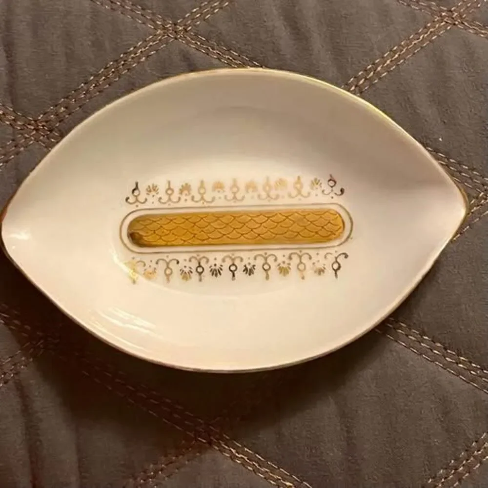 2-Piece Vintage Mid-Century Japanese Porcelain Soap and Trinket Dish